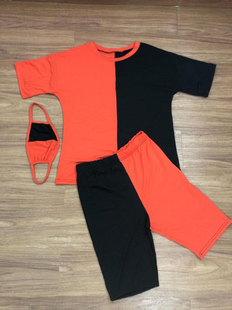 Casual Women Biker Short Set Color Patchwork Shirt Crop Top + Pants Short Sleeve Tracksuit Sportsuit Outfit