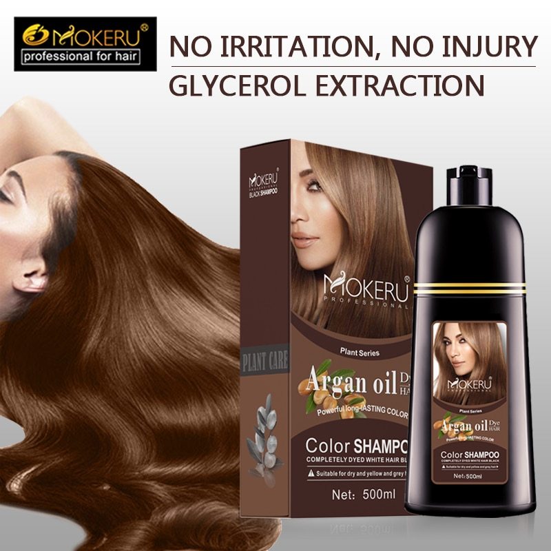 Mokeru Natural Brown Hair Color Permanent Hair Coloring Shampoo Long Lasting Hair Dye Shampoo For Women Professional Dying