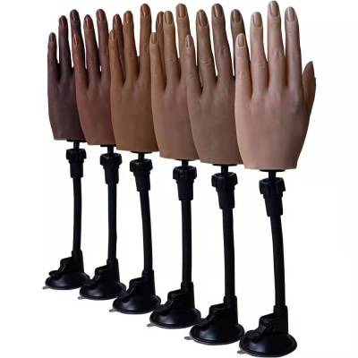 Drivworld 2021 manicure silicone practice hand model with joints bendable matching nail piece practice silicone prosthetic