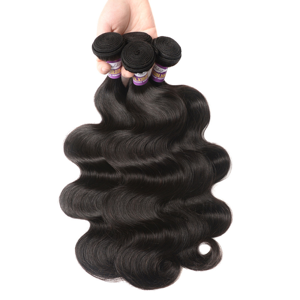 Drivworld Peruvian human hair body wave with lace closure 4*4 closure