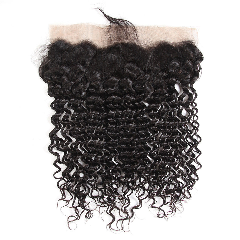 Drivworld 13*4 deep wave lace frontal Closure brazilian human hair