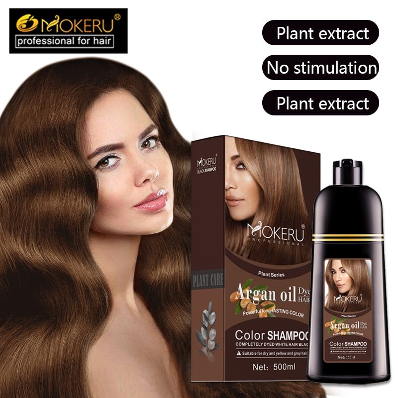 Mokeru Natural Brown Hair Color Permanent Hair Coloring Shampoo Long Lasting Hair Dye Shampoo For Women Professional Dying