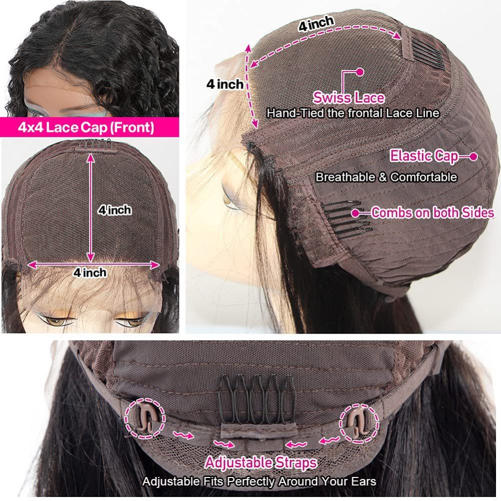 Drivworld human hair 4x4 curly lace wig human hair