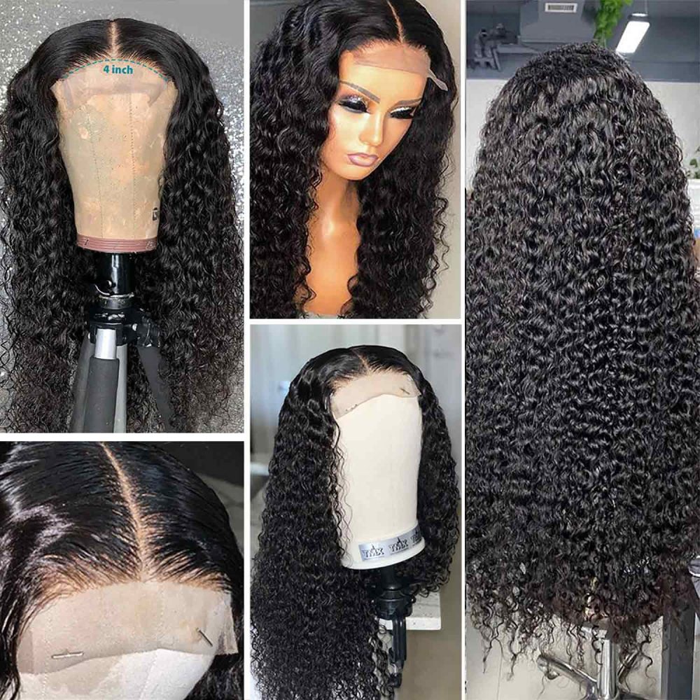 Drivworld human hair 4x4 curly lace wig human hair