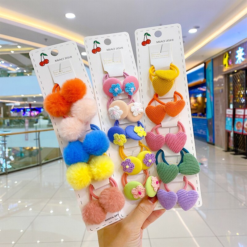 Drivworld 20pcs Girls Cute Cartoon Animals Fruit 3 cm Elastic Hair Bands Ponytail Holder Scrunchies Kid Hair Accessories