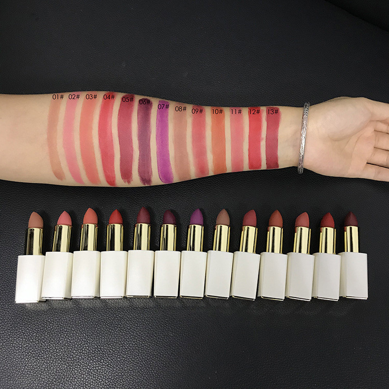 Drivworld White tube lipstick, moisturizing lipstick, black round tube lipstick, neutral without LOGO