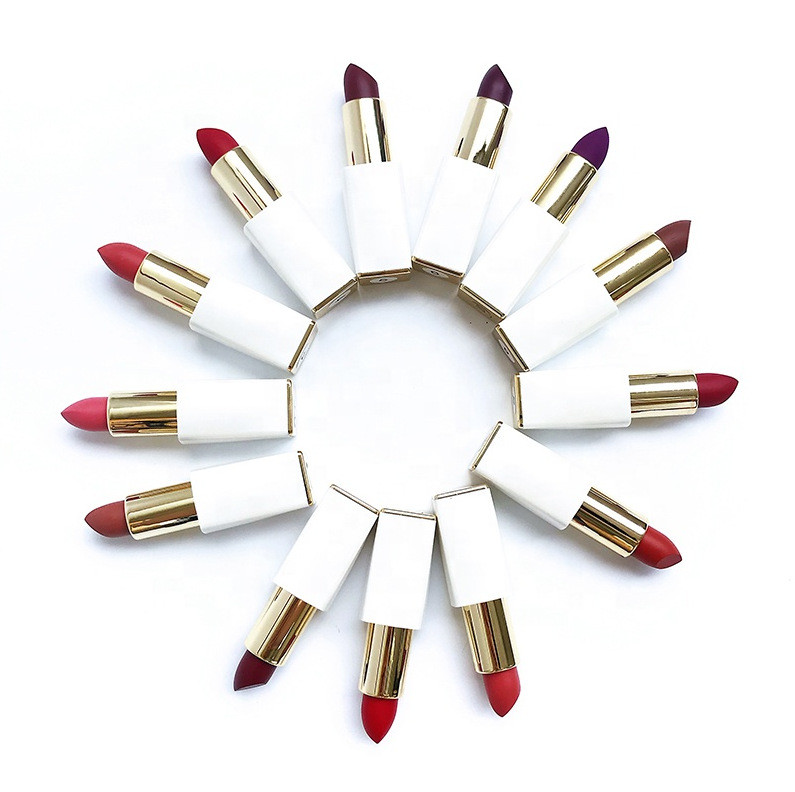 Drivworld White tube lipstick, moisturizing lipstick, black round tube lipstick, neutral without LOGO