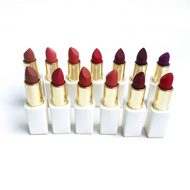 Drivworld White tube lipstick, moisturizing lipstick, black round tube lipstick, neutral without LOGO