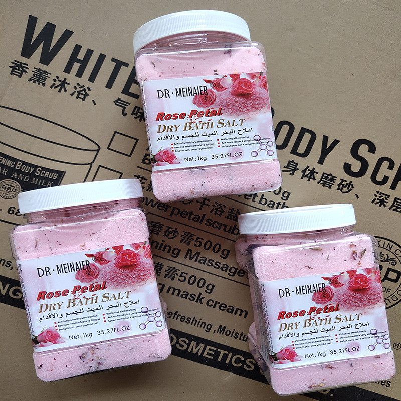 Drivworld 1kg rose bath salt exfoliating mud scrub deep cleansing chicken skin brightening scrub wholesale