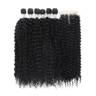 Drivworld 22inch Jerry curly 7-piece long straight curly wig