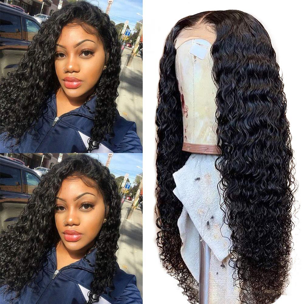 Drivworld Real Hair T-Part Lace Headgear Natural Color Water Wave Closure Wigs