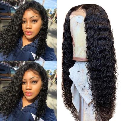 Drivworld Real Hair T-Part Lace Headgear Natural Color Water Wave Closure Wigs