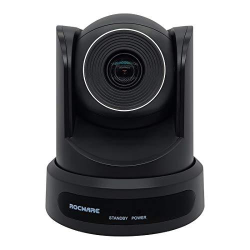 ROCWARE PTZ Camera with USB Outputs,10X Optical Zoom,Live Streaming Camera for Broadcast,Conference,Events,Church and School etc. (Black, Camera)