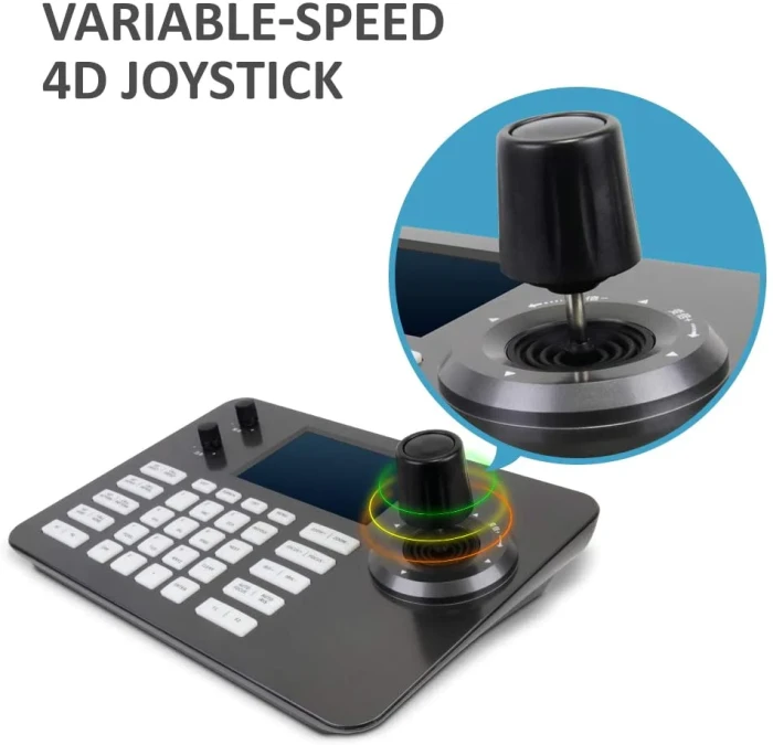 Used Controller - 95% New - 4D Joystick Network PTZ Controller support POE, support ONVIF protocol.