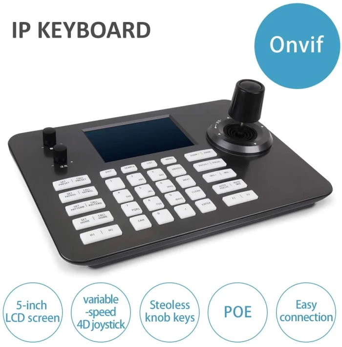 Used Controller - 95% New - 4D Joystick Network PTZ Controller support POE, support ONVIF protocol.