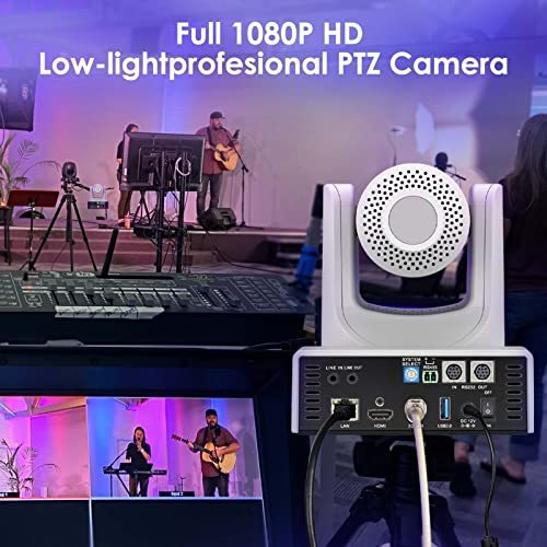 ADKIDO PTZ Camera,20X Optical Zoom AI Tracking Camera Support Zooming Video and POE with Network IP Live Streaming, Simultaneous 3G-SDI and USB Video Output, for Conferences, Church, Teaching