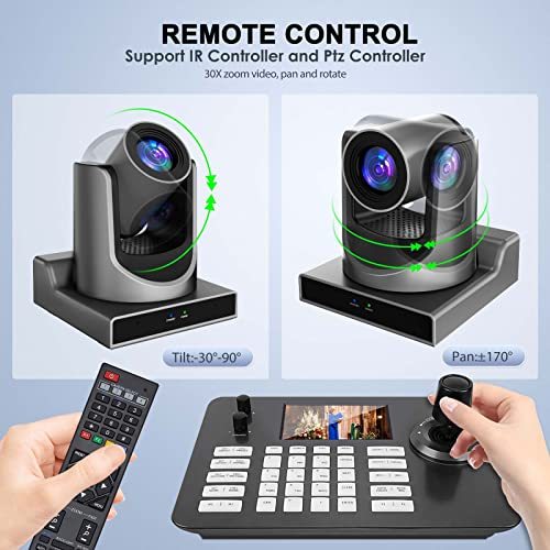 ADKIDO PTZ Controller,NDI PTZ Camera,Camera Controller POE Network 4D Joystick Decoding Keyboard with 5 Inch LCD Screen Compatible with 30X PTZ Camera