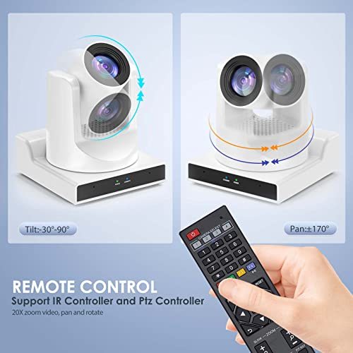 ADKIDO PTZ Camera,20X Optical Zoom AI Tracking Camera Support Zooming Video and POE with Network IP Live Streaming, Simultaneous 3G-SDI and USB Video Output, for Conferences, Church, Teaching