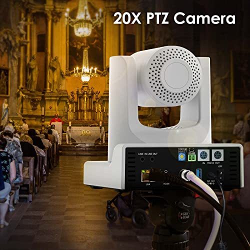 ADKIDO PTZ Camera,20X Optical Zoom AI Tracking Camera Support Zooming Video and POE with Network IP Live Streaming, Simultaneous 3G-SDI and USB Video Output, for Conferences, Church, Teaching