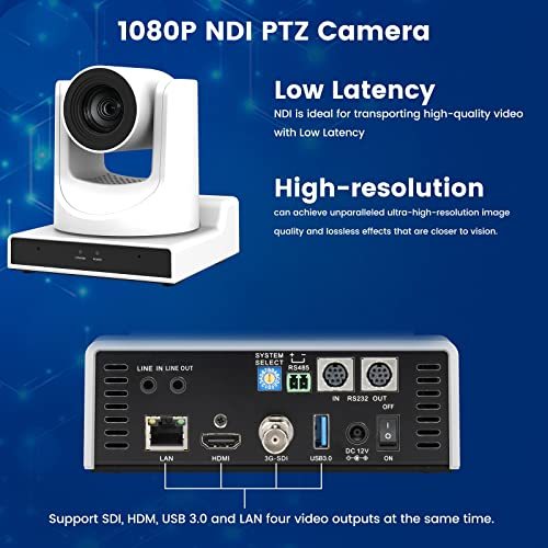 PTZ Camera,30X Optical Camera with IP Live Streaming with Simultaneous 3G-SDI and USB Video Output and Auto-Tracking/Zoom Video/POE/1080P Full HD,HDMI PTZ Camera for Conferences, Church, Teaching