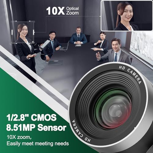 PTZ Camera 10X Optical Zoom Video with SDI Cameras, HDMI Camera Support PTZ Control and IP Live Streaming Output for Conferencing, Church