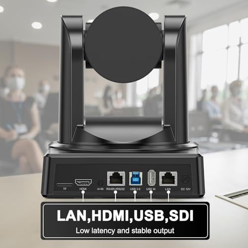 PTZ Camera,20X Optical Zoom Camera with HDMI,SDI Camera Support PTZ Control and IP Live Streaming Output for Conferencing, Church