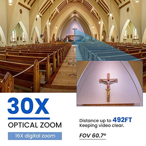 PTZ Camera, 30X SDI Camera Support Optical Zoom Video and POE with Network IP Live Streaming, Simultaneous 3G-SDI and USB Video Output, for Conferences, Church, Teaching