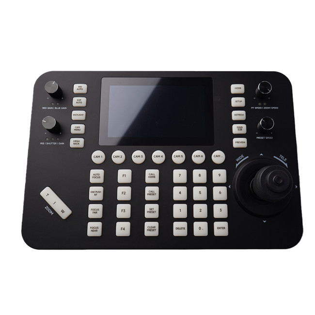 PTZ Controller, Touch Panel IP PTZ Camera Joystick Controller, support VISCA, ONVIF, PELCO protocols