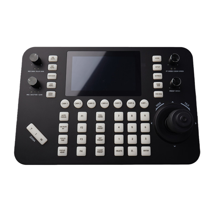 PTZ Controller, Touch Panel IP PTZ Camera Joystick Controller, support VISCA, ONVIF, PELCO protocols