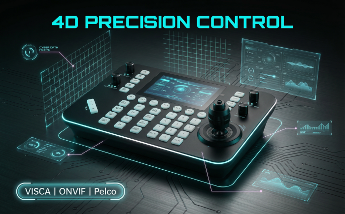 PTZ Controller, Touch Panel IP PTZ Camera Joystick Controller, support VISCA, ONVIF, PELCO protocols