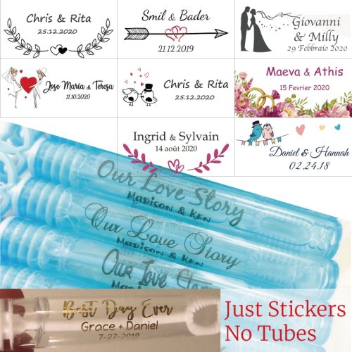 100, Personalized Wedding Stickers Bubble Labels, Bubble Wand Stickers, Clear, Labels, Lip Gloss labels