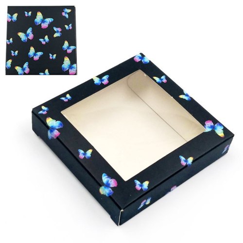 Wholesale square Lashes Boxes Butterfly Eyelash Packaging Box Laser Holographic Rectangle Box Empty Eyelash 25mm Lashes Case