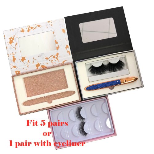 NEW 5 pairs Packing box for eyelash blank eyelashes package Marble Pink Color paper box clear tray Eyelashes DIY Custom logo box