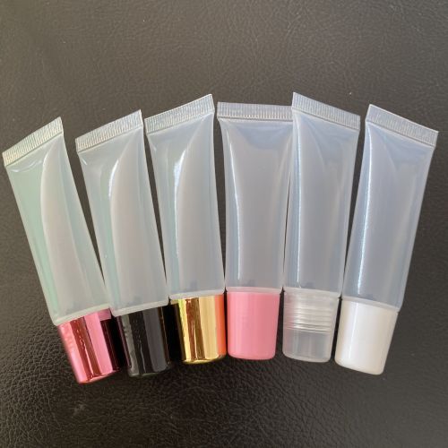 100pcs Custom Private Label Lipgloss Squeeze Tube Makeup Container Multi Lids Liquid Lipstick Glossy Packaging 15/10 ml