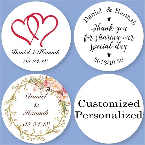 Customized Personalized Wedding Stickers, Logos, Birthday Candy Boxes Tags, Bottle Stickers Labels, Invitation Seals