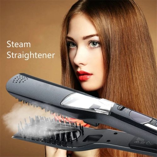 LCD Hair Steam Straightener Electric Brush Hair Hair Flat Iron Vapor Plate Led Ferro Dry & Wet Hair Iron Steam Styling Tool