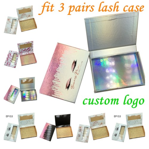3-pairs Lash Boxes Wholesale Eyelash Packaging Newest 3-50 pcs Empty Lash Case  25mm Mink Lash Boxes Packaging