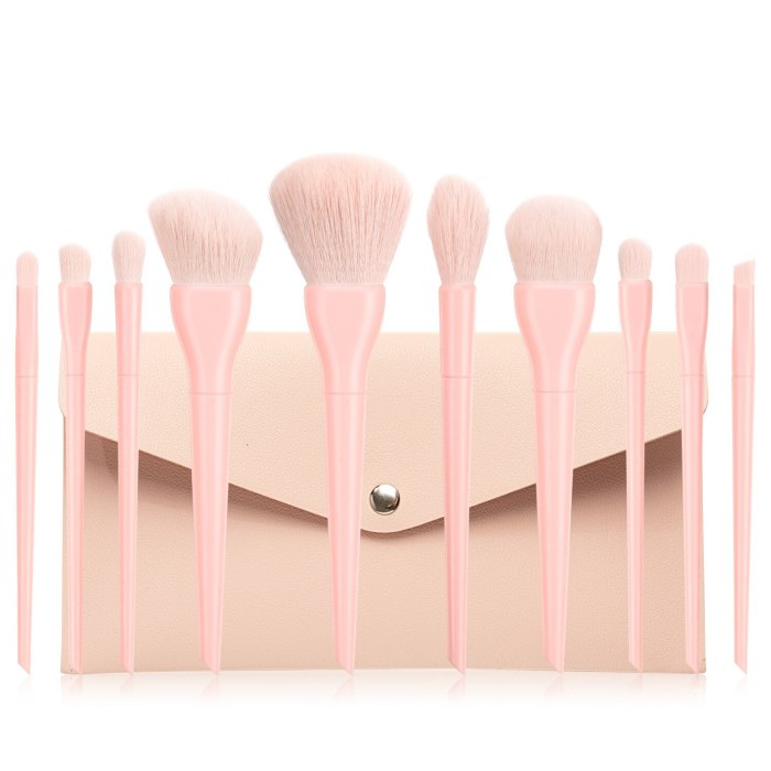 Private Label Top Quality Makeup Brushes Set with Bag Eyeshadow Concealer Blush Powder Foundation Brush Kit 10 Pcs