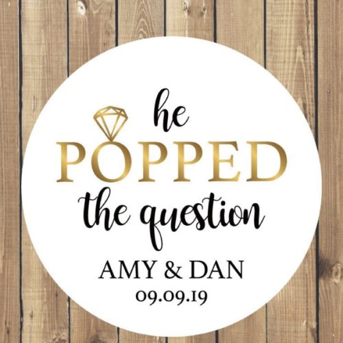 100 Pieces, 3-7CM, Custom Personalized, Wedding Stickers, Candy Favors Gift Boxes Labels, He Popped the Question