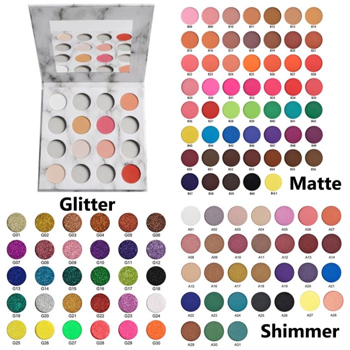 Customized Label Choose Colors Matte Shimmer Glitter High pigmented Eyeshadow Makeup Palette Multi color Wholesale Cosmetics