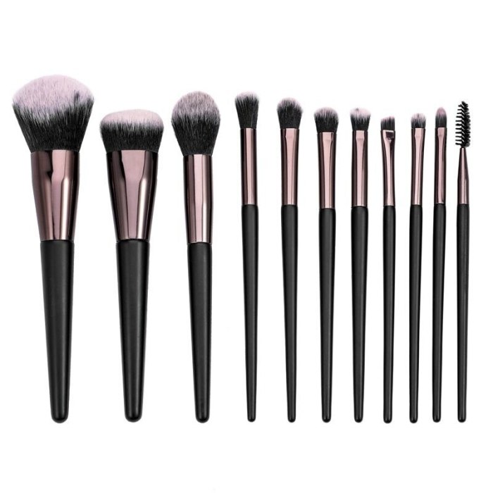 11pcs Luxury Top Quality Makeup Brush Set Soft Smooth Eyeshadow Contour Powder Eyebrow Brush Kit  Custom Private Label