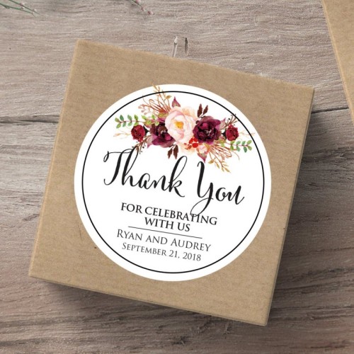 100 Pieces, 3-7CM, Custom Personalized, Wedding Stickers, Candy Favors Gift Boxes Labels, Colorful Flowers