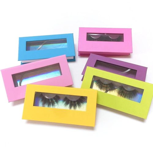 New Eyelash Packaging Box Packaging with Tray Rectangle Case Fluffy 25mm Mink Lashes Box Eyelashes Package print logo