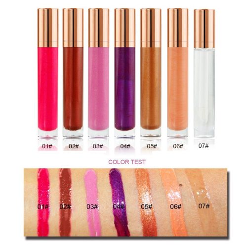 Custom Private Label 7 Colors Long Lasting Waterproof Liquid Lipgloss Clear Shiny Glitter Moist Glossy Makeup Cosmetic Wholesale