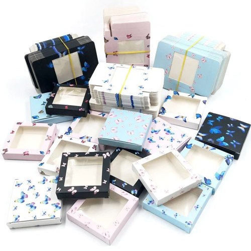 wholesale paper eyelash packaging box lashes boxes packaging Marble Design for 10mm- 25mm mink eyelashes square case