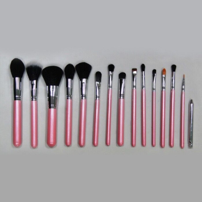 15Pcs High Quality Beauty Cosmetic Brush Set Powder Foundation Blush Eyeshadow Lip Blending Makeup Brush Kit Tool Pink