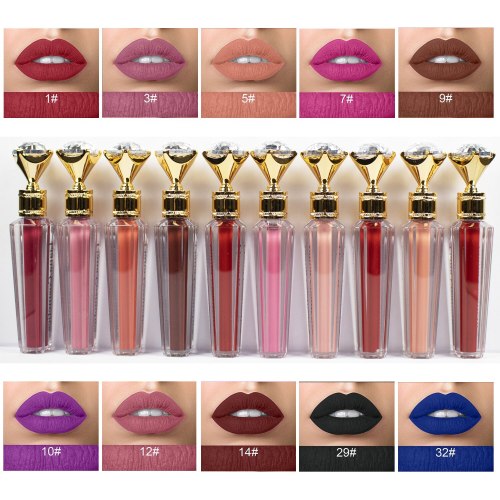 Luxury Crown Liquid Matte Lipstick Makeup Lipgloss High Pigment Long Lasting DIY Lip Beauty Custom Private Label