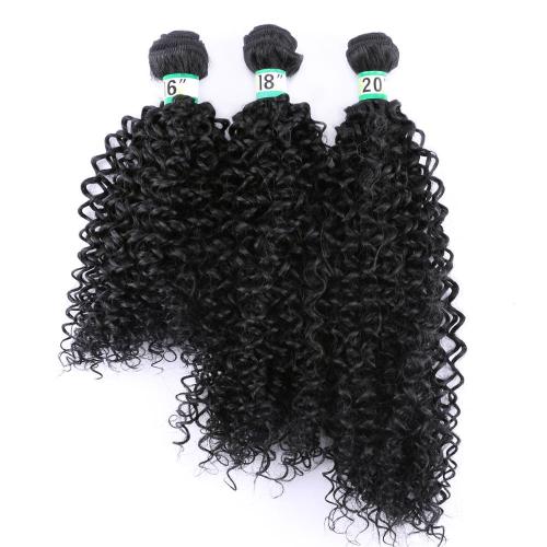 Afro Kinky Curly Hair Black color Heat resistant synthetic hair extension 70g/piece Fiber hair bundle for women