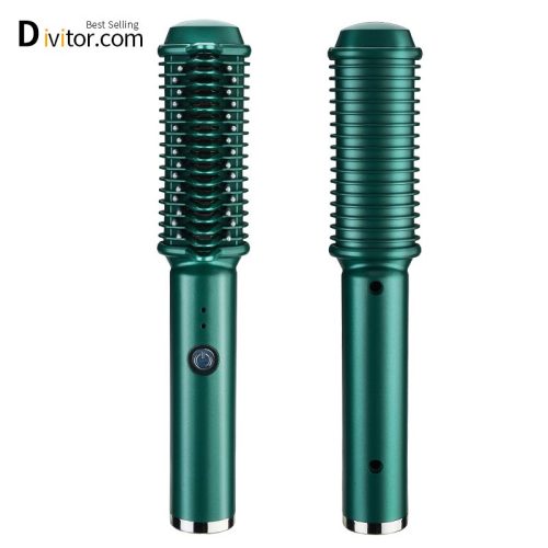 Rechargeable 2 in 1 Hair Straightener Brush Hair Curler Comb