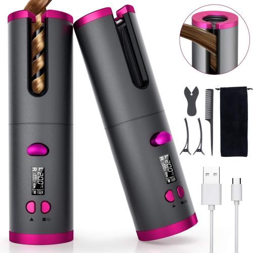 Cordless Curle Automatic Auto Rotating Curling Iron with LCD for travel